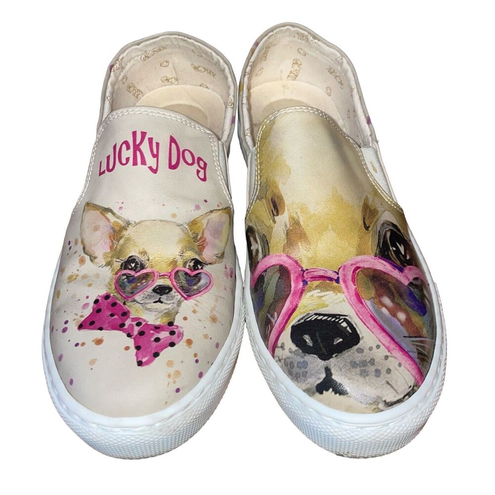 Goby Women's 40/9 Chihuahua 'Lucky Dog' Slip-On Canvas Shoes - Picture 3 of 8